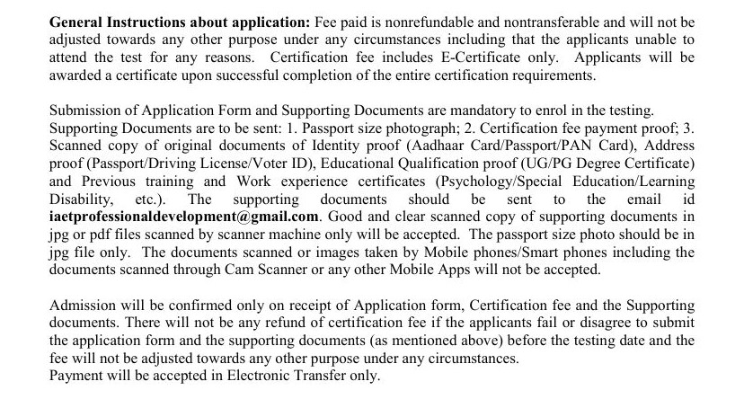 I accept the above mentioned PCET Application conditions