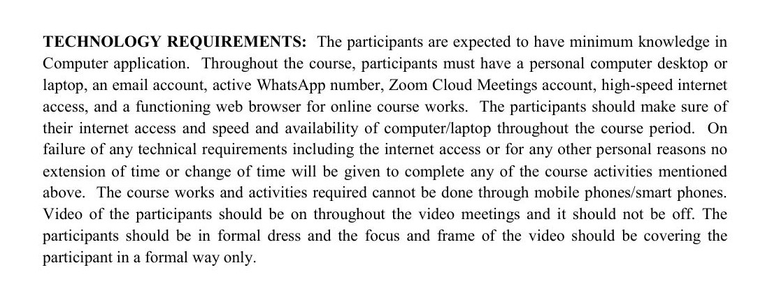 I accept the above mentioned technology requirements