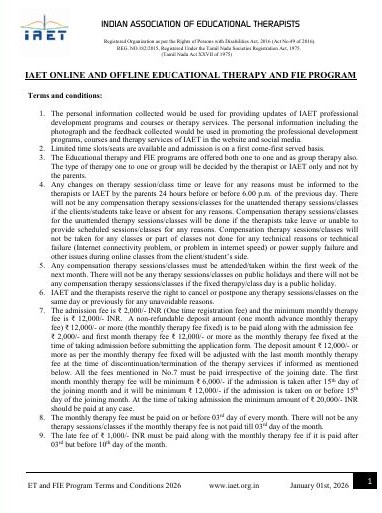 I accept the above mentioned terms and conditions (Page No.1) and further I state that I read the ET and FIE program details given above to this application form.