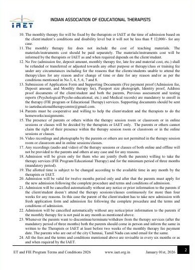 I accept the above mentioned terms and conditions (Page No.2) and further I state that I read the ET and FIE program details given above to this application form.